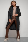 Купить Пальто утепленное с капюшоном зимнее женское черного цвета 13816Ch, фото 18