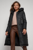Купить Пальто утепленное с капюшоном зимнее женское черного цвета 13816Ch, фото 19