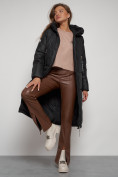 Купить Пальто утепленное с капюшоном зимнее женское черного цвета 13816Ch, фото 20
