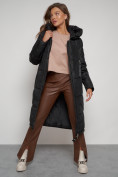 Купить Пальто утепленное с капюшоном зимнее женское черного цвета 13816Ch, фото 21