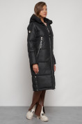 Купить Пальто утепленное с капюшоном зимнее женское черного цвета 13816Ch, фото 3