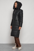Купить Пальто утепленное с капюшоном зимнее женское черного цвета 13816Ch, фото 6