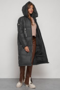 Купить Пальто утепленное с капюшоном зимнее женское темно-серого цвета 13816TC, фото 11