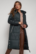 Купить Пальто утепленное с капюшоном зимнее женское темно-зеленого цвета 13816TZ, фото 10