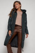 Купить Пальто утепленное с капюшоном зимнее женское темно-зеленого цвета 13816TZ, фото 12