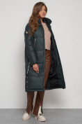 Купить Пальто утепленное с капюшоном зимнее женское темно-зеленого цвета 13816TZ, фото 16