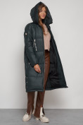 Купить Пальто утепленное с капюшоном зимнее женское темно-зеленого цвета 13816TZ, фото 19