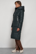 Купить Пальто утепленное с капюшоном зимнее женское темно-зеленого цвета 13816TZ, фото 2