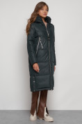 Купить Пальто утепленное с капюшоном зимнее женское темно-зеленого цвета 13816TZ, фото 3