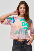Купить Топ футболка женская розового цвета 14006R