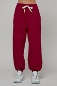 Купить Джоггеры спортивные трикотажные женские бордового цвета 1404Bo, фото 9