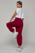 Купить Джоггеры спортивные трикотажные женские бордового цвета 1404Bo, фото 5