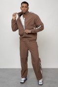 Купить Спортивный костюм мужской модный коричневого цвета 15007K, фото 11