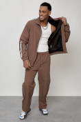 Купить Спортивный костюм мужской модный коричневого цвета 15007K, фото 15