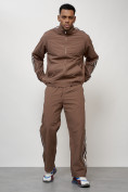 Купить Спортивный костюм мужской модный коричневого цвета 15007K, фото 9