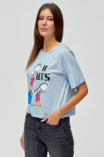 Купить Топ футболка женская голубого цвета 15008Gl, фото 4