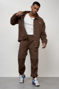 Купить Спортивный костюм мужской модный коричневого цвета 15010K, фото 11