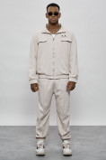 Купить Спортивный костюм мужской оригинал бежевого цвета 15011B, фото 6