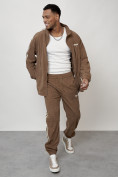 Купить Спортивный костюм мужской модный из микровельвета бежевого цвета 15015B, фото 15