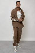 Купить Спортивный костюм мужской модный из микровельвета бежевого цвета 15015B, фото 16