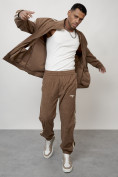 Купить Спортивный костюм мужской модный из микровельвета бежевого цвета 15015B, фото 18