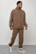 Купить Спортивный костюм мужской модный из микровельвета бежевого цвета 15015B, фото 3
