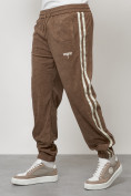 Купить Спортивный костюм мужской модный из микровельвета бежевого цвета 15015B, фото 6