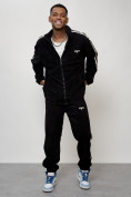 Купить Спортивный костюм мужской модный из микровельвета черного цвета 15015Ch, фото 13