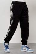 Купить Спортивный костюм мужской модный из микровельвета черного цвета 15015Ch, фото 7