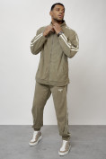 Купить Спортивный костюм мужской модный из микровельвета цвета хаки 15015Kh, фото 12