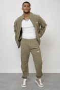 Купить Спортивный костюм мужской модный из микровельвета цвета хаки 15015Kh, фото 15