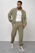 Купить Спортивный костюм мужской модный из микровельвета цвета хаки 15015Kh, фото 16