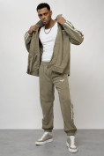 Купить Спортивный костюм мужской модный из микровельвета цвета хаки 15015Kh, фото 17