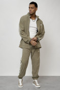Купить Спортивный костюм мужской модный из микровельвета цвета хаки 15015Kh, фото 18