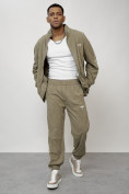 Купить Спортивный костюм мужской модный из микровельвета цвета хаки 15015Kh, фото 19