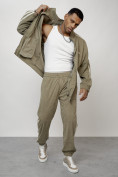 Купить Спортивный костюм мужской модный из микровельвета цвета хаки 15015Kh, фото 20