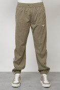 Купить Спортивный костюм мужской модный из микровельвета цвета хаки 15015Kh, фото 5