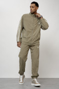 Купить Спортивный костюм мужской модный из микровельвета цвета хаки 15015Kh, фото 9