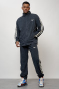 Купить Спортивный костюм мужской модный из микровельвета темно-серого цвета 15015TC, фото 10