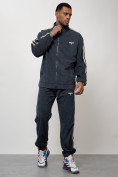 Купить Спортивный костюм мужской модный из микровельвета темно-серого цвета 15015TC, фото 9