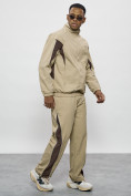 Купить Спортивный костюм мужской плащевой бежевого цвета 1508B, фото 3