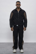 Купить Спортивный костюм мужской плащевой черного цвета 1508Ch, фото 16