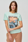 Купить Женские футболки с принтом салатового цвета 1601Sl