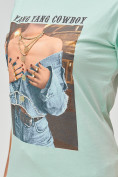 Купить Женские футболки с принтом салатового цвета 1601Sl, фото 4