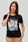 Купить Женские футболки с принтом черного цвета 1614Ch