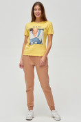 Купить Женские футболки с принтом желтого цвета 1614J, фото 2