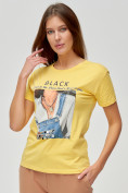 Купить Женские футболки с принтом желтого цвета 1614J