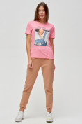 Купить Женские футболки с принтом розового цвета 1614R, фото 2