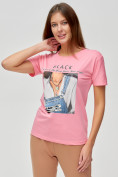 Купить Женские футболки с принтом розового цвета 1614R