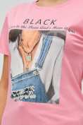 Купить Женские футболки с принтом розового цвета 1614R, фото 5